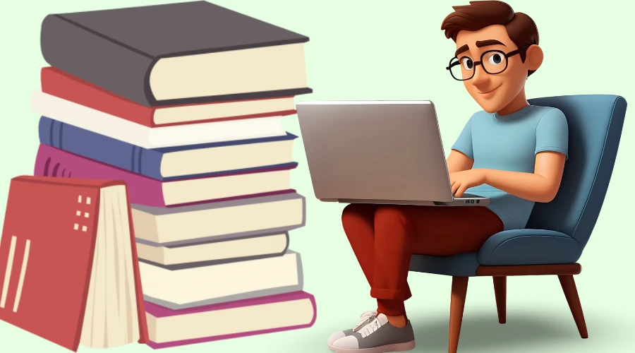 Student girl reading books for exam preparation – study material